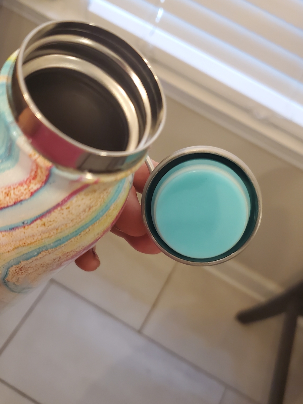 Swig Marble Swirl Stainless Water Bottle - Teal, White, Gold - Picture 10 of 11